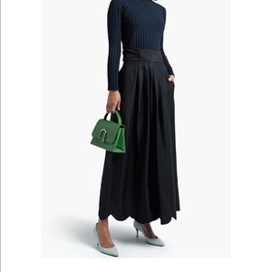 Valentino scalloped drill wide leg pants